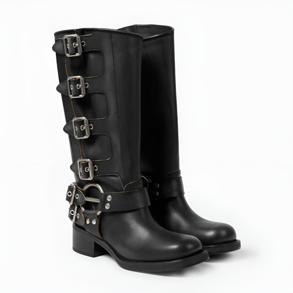 Boots Valère™ | Cuir Authentique à Boucles Métalliques