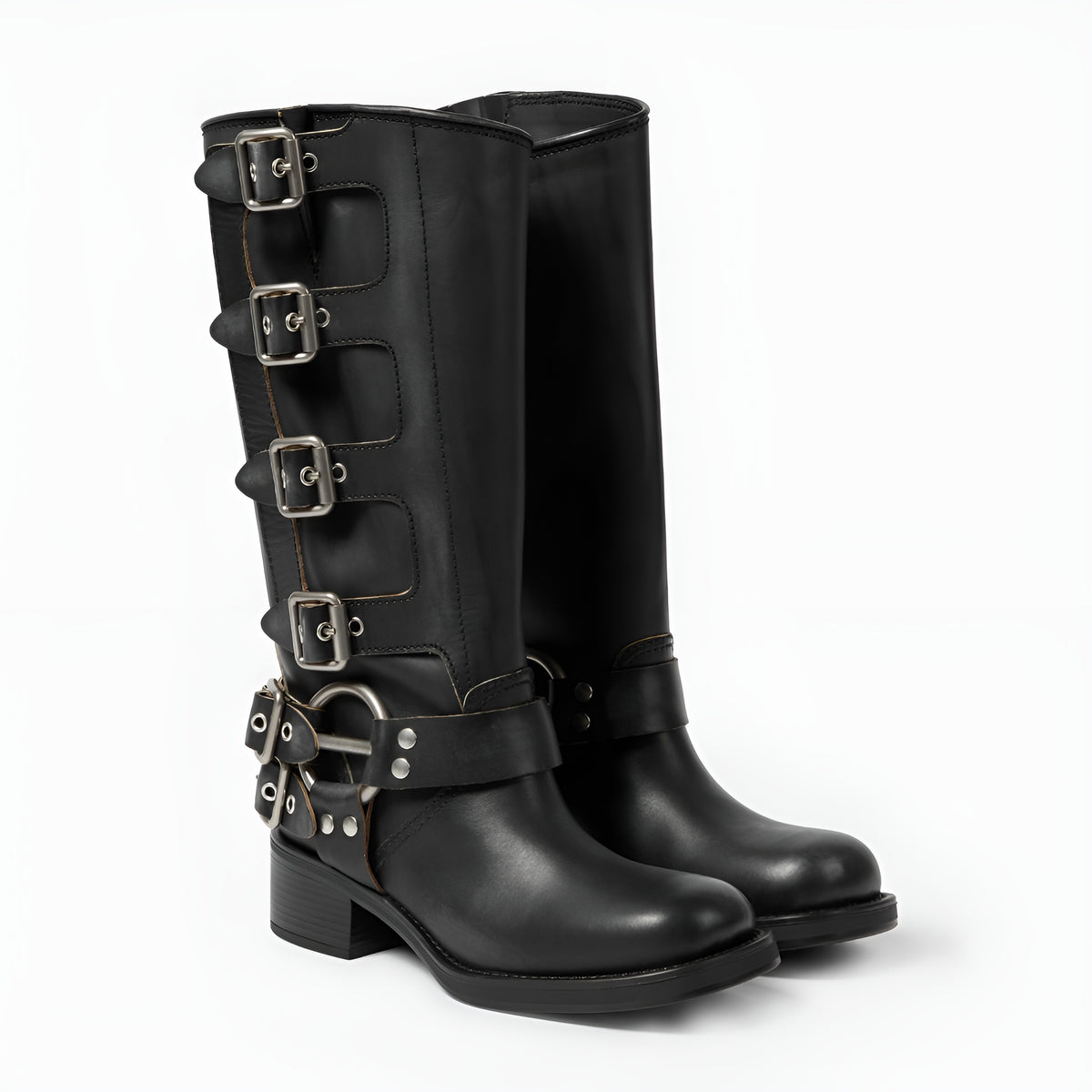 Boots Valère™ | Cuir Authentique à Boucles Métalliques