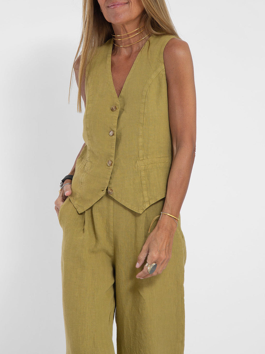 Aira - Ensemble Gilet Boutonné & Pantalon Large