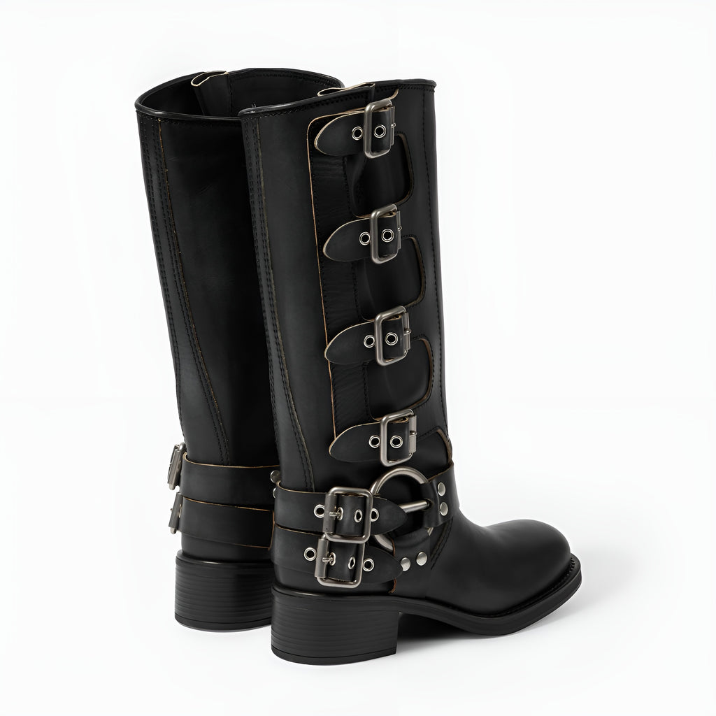 Boots Valère™ | Cuir Authentique à Boucles Métalliques