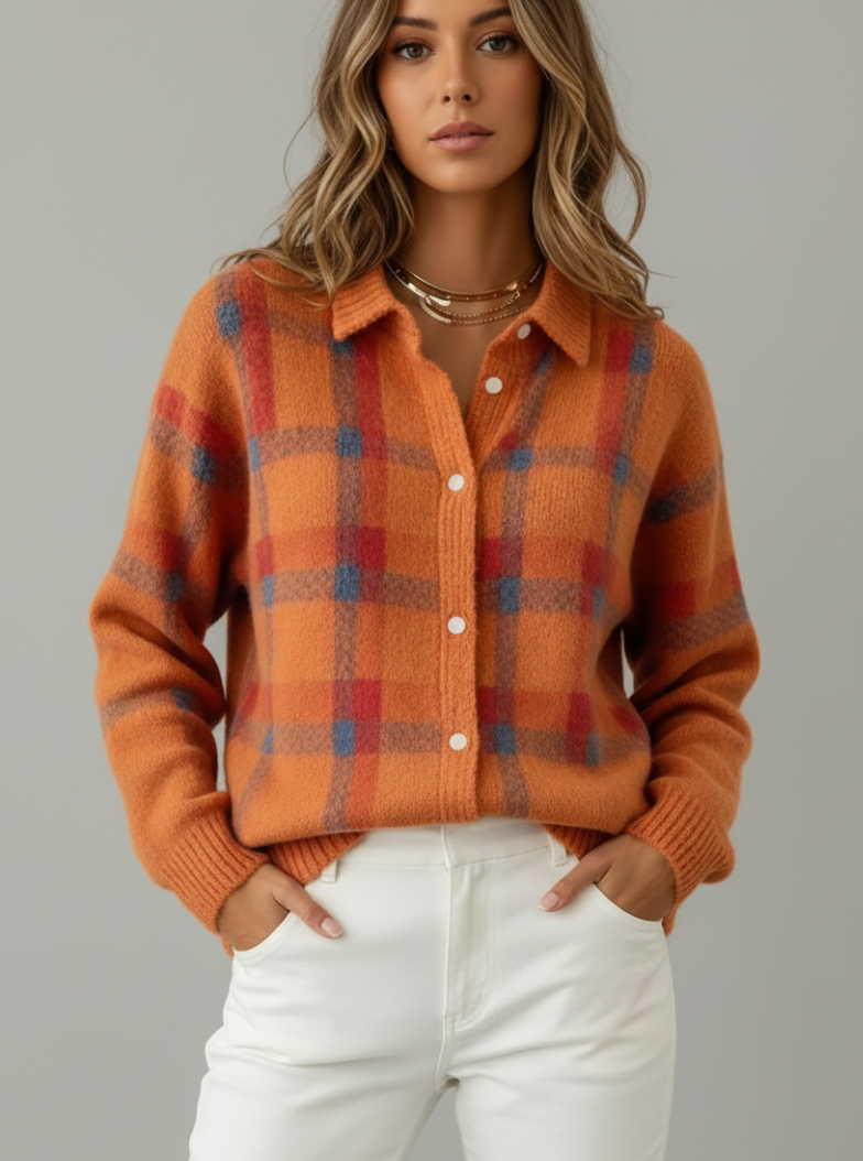 Tessa™ | Le Gilet Maille à Carreaux