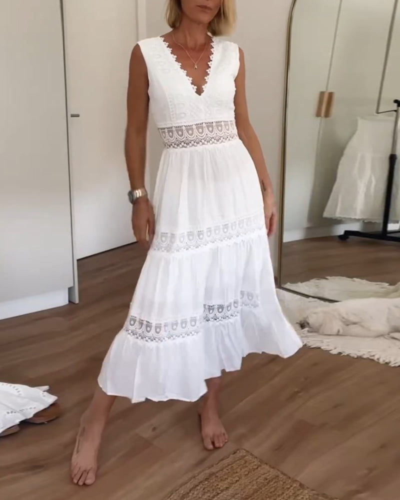 Circe - Robe Camisole en Dentelle à Col V