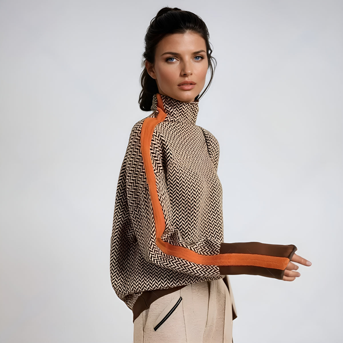 Pull Aurélie™ | Col Haut à Rayures Contrastées